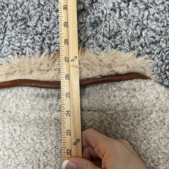 Love Tree Sherpa Vest Wool Blend w/ Vegan Leather Trim Ivory Women’s Large - Picture 11 of 12